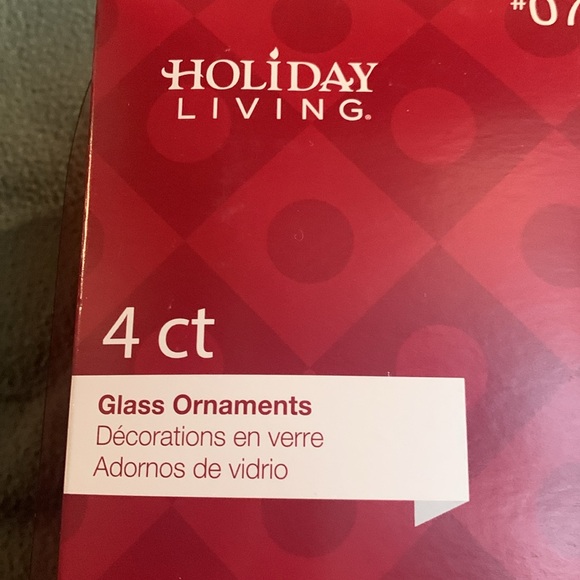 Holiday Living 2 1/2” clear glass with white and silver glitter detailing in box - Picture 7 of 7